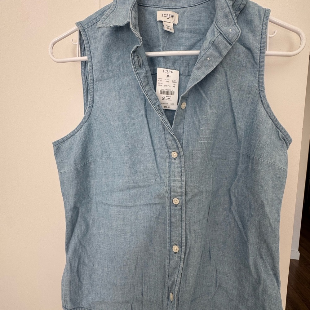 NWT, XS J.Crew Chambray Blue Sleeveless Top